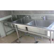 Chậu rửa côn3g nghiệp 3 hố thanh lý, Bồn rửa chén inox công nghiệp Mới & Cũ GIÁ RẺ Hà Nội - Tphcm
