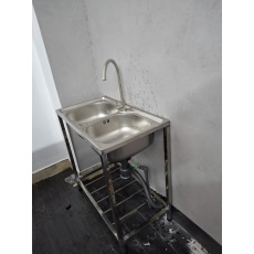 Bồn rửa chén bát Inox 304 2 Ngăn lớn có chân KT78×43×19cm