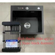 Bồn rửa chén 1 ngăn, chậu rửa bát 1 hố lớn Nano đen - Nanoblack Diamond