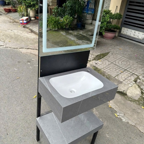Bàn đá Lavabo 2 tầng - Bàn đá Lavabo âm Chống trầy KT60×40 Giá Rẻ tại Quận Bình Tân -TpHCM 