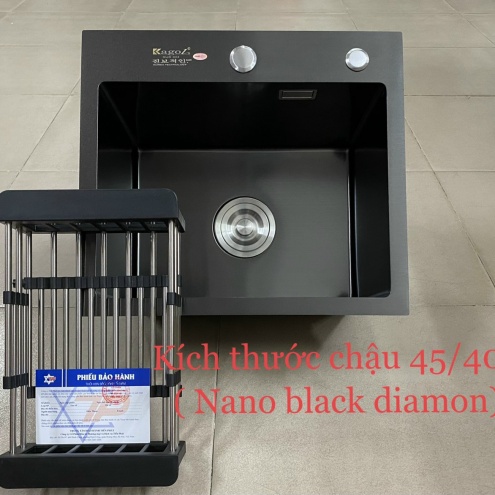 Bồn rửa chén 1 ngăn, chậu rửa bát 1 hố lớn Nano đen - Nanoblack Diamond