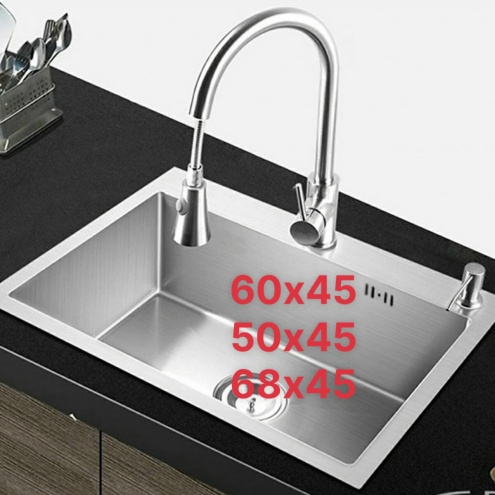 Chậu rửa chén bát Inox 304 1 hố Kích thước 50*45, 60*45, 68*45