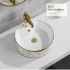 CHẬU LAVABO RỬA MẶT TRÒN HOA VĂN VÀNG CAO CẤP
