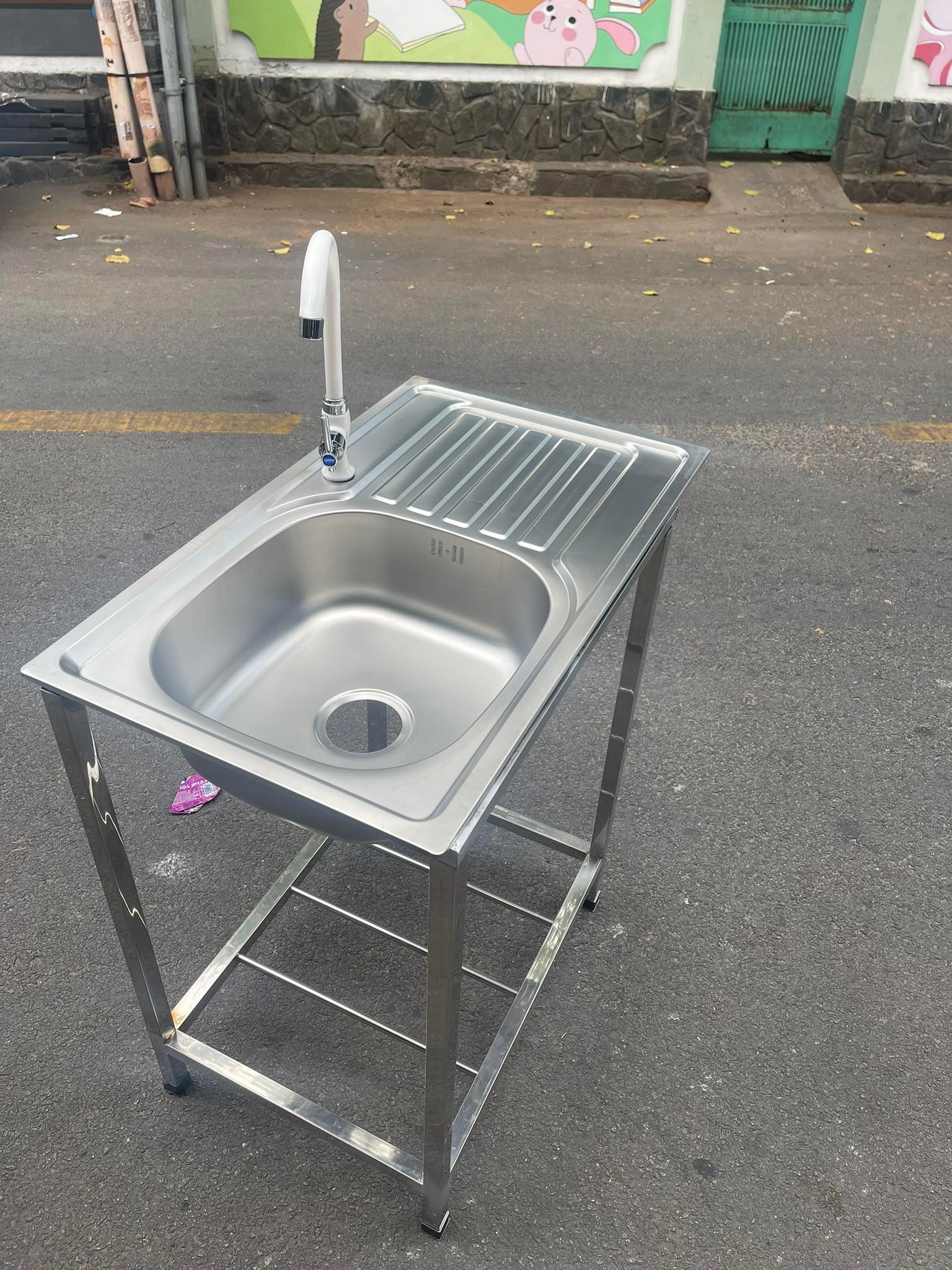 Bồn rửa chén bát inox 1 ngăn có bàn chờ KT75*45cm giá rẻ tại Hà Nội ...